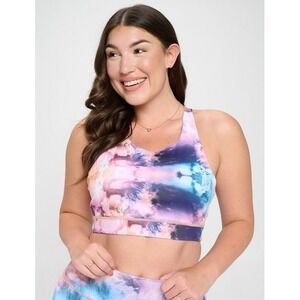 Yelete Active High Impact Tie Dye Sports Bra, Medium